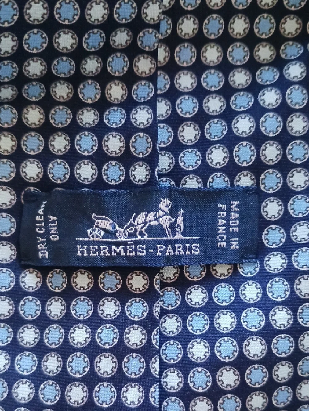 Hermes Cassette Tape Classic Blue Micro-Pattern Men’s Tie, 645870 SA, France